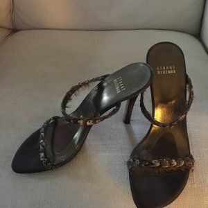 Stuart Weitzman Feathered Strap Heels